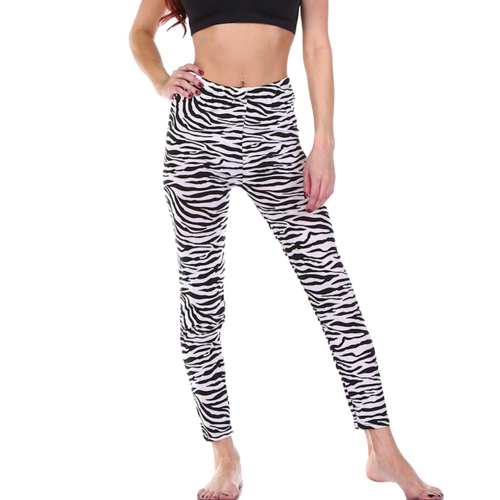 Anemone One Size Stretch Mid Rise Zebra Leggings